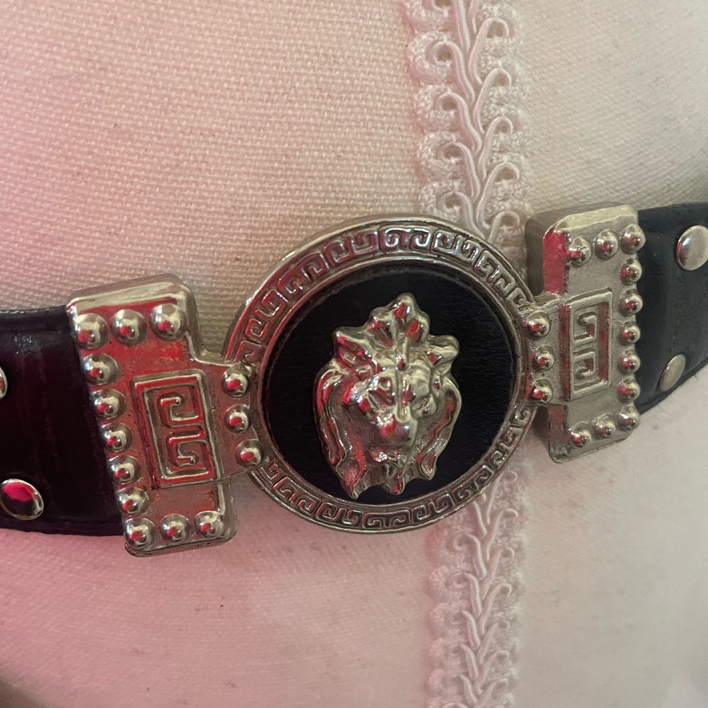 Studded Black Belt with Medusa Head - Picture 3 of 8